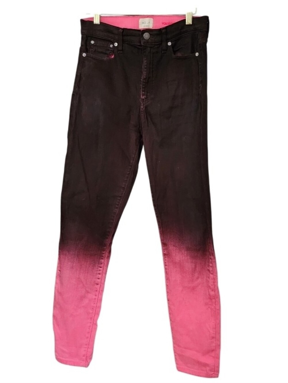Women's Dip Dye Ombre Pink-to-Deep Purple/Black Skinny Jeans